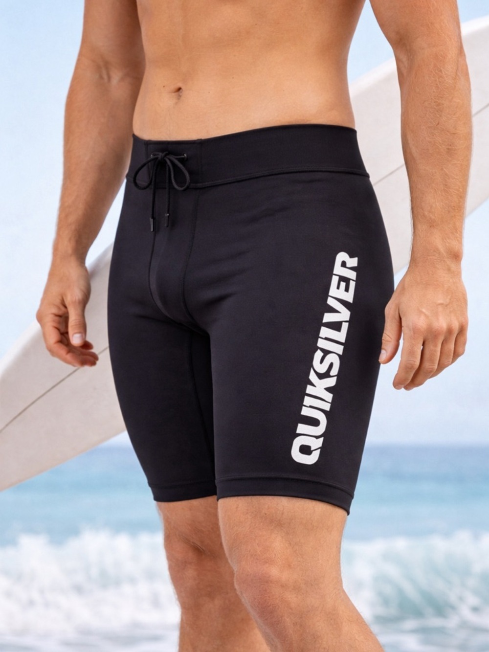 Quiksilver Compression Surf Shorts Black + Red Padded Liner Size M